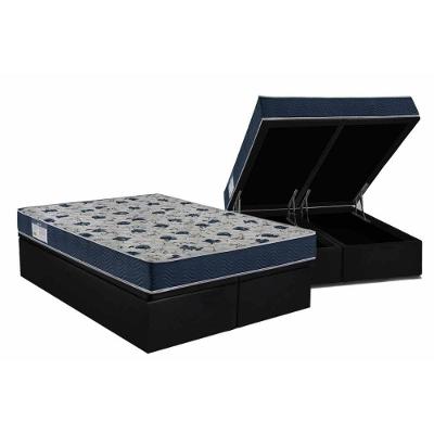Cama Box Baú Queen: Colchão Anatômico Ortobom D28 Iso 60 Super Firme + Base Crc Courano Black (158x198)