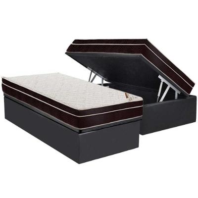 Cama Box Baú Solteiro: Colchão Ortopédico Ortobom Exclusive + Base Crc Suede Gray (88x188)