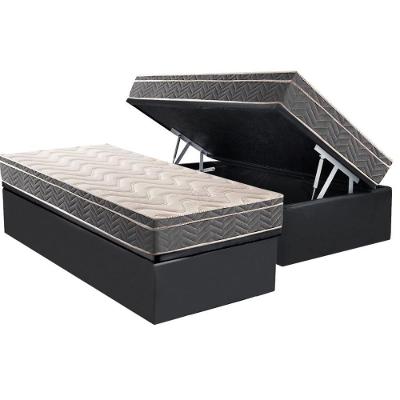 Cama Box Baú Solteiro: Colchão Anatômico Paropas D45 Conforto Mega Firme + Base Crc Suede Gray (88x188)