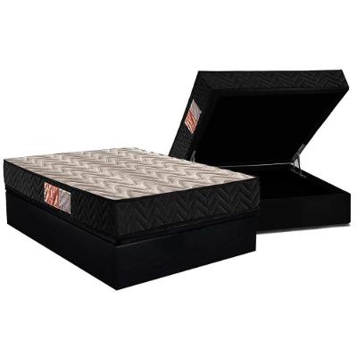Conjunto Box Baú Casal: Colchão Espuma Paropas D28 Pasquale Black + Base Crc Suede Black (138x188)