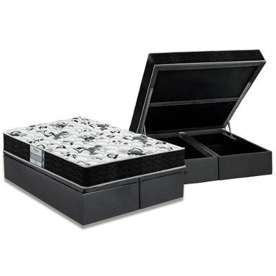 Cama Box Baú King: Colchão Ortopédico Probel D28 Prodormir Advanced Tech1000 + Base Crc Suede Gray (193x203)