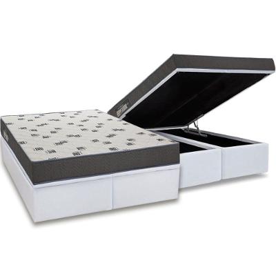 Cama Box Baú Queen: Colchão Espuma D33 Ortobom Light Saúde + Base Crc Courano White (158x198)