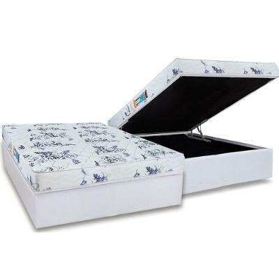 Conjunto Box Baú Casal: Colchão Espuma Luckspuma D28 Celebrity Pró Saúde + Base Crc Courano White (138x188)