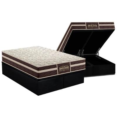Cama Box Baú Queen: Colchão Anatômico Probel Guarda Costas Extra Firme + Base Crc Suede Black (158x198)