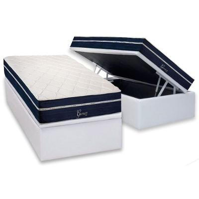 Conjunto Box Baú Solteiro: Colchão Molas Polar Ensacadas Garnet + Base Crc Courano White (88x188)