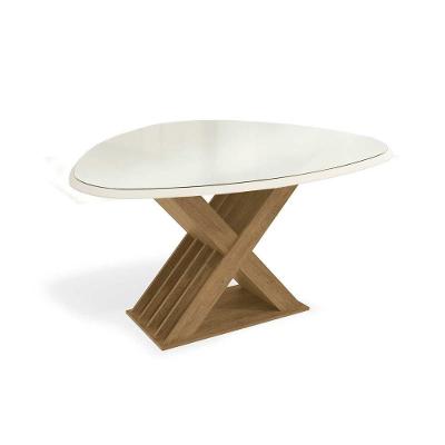 Mesa Para Cozinha Graviola Com Tampo Madeirado Com Vidro 135x105cm Freijó Off White Kappesberg