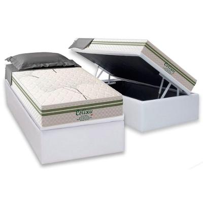 Conjunto Box Baú Solteiro: Colchão Espuma Paropas Molas Ensacadas Coliseu + Base Crc Suede White (88x188)