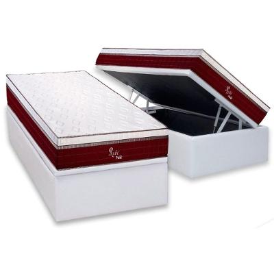 Conjunto Box Baú Solteiro: Colchão Molas Polar Ensacadas Rubi + Base Crc Courano White (88x188)