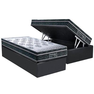 Conjunto Box Baú Solteiro: Colchão Molas Probel Ensacadas Prodormir Springs Black + Base Crc Suede Gray (88x188)