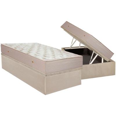 Conjunto Box Baú Solteiro: Colchão Molas Ortobom Orthotel Superluxo + Base Crc Suede Clean (88x188)