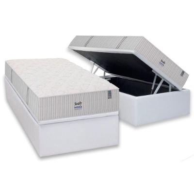 Conjunto Box Baú Solteiro: Colchão Molas Sealy Ensacadas Phoenix + Base Crc Courano White (88x188)