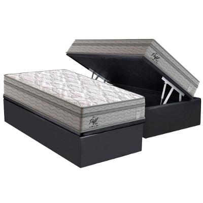 Conjunto Box Baú Solteiro: Colchão Molas Probel Ensacadas Perfil Springs + Base Crc Suede Gray (88x188)