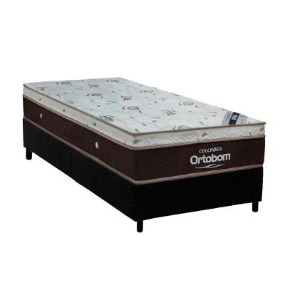 Conjunto Box Solteiro: Colchão Molas Ortobom Ensacadas Sleep King + Base Crc Suede Black (88x188)