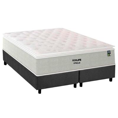 Conjunto Box Queen: Colchão Molas Plumatex Ensacadas Ecolife + Base Crc Suede Gray (158x198)