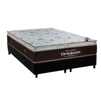 Conjunto Box: Colchão Molas Ortobom Ensacadas Sleep King + Base Crc Suede Black (186x198)