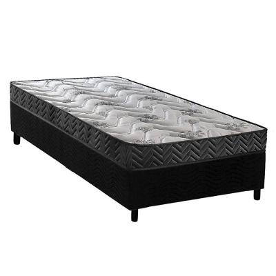 Conjunto Box Solteiro: Colchão Espuma Paropas D45 Pasquale Wave Black + Base Crc Suede Black (88x188)