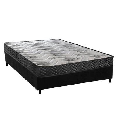 Conjunto Box Casal: Colchão Espuma Paropas D45 Pasquale Wave Black + Base Crc Suede Black (138x188)