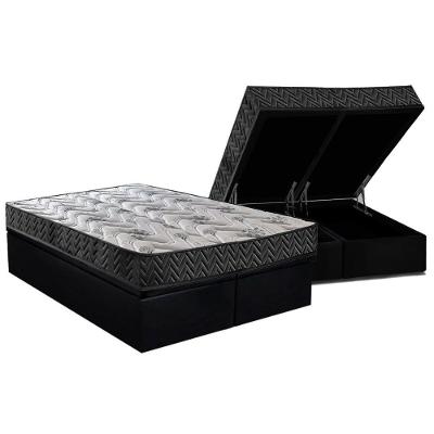 Conjunto Box Baú Queen: Colchão Espuma Paropas D45 Pasquale Wave Black + Base Crc Suede Black (158x198)