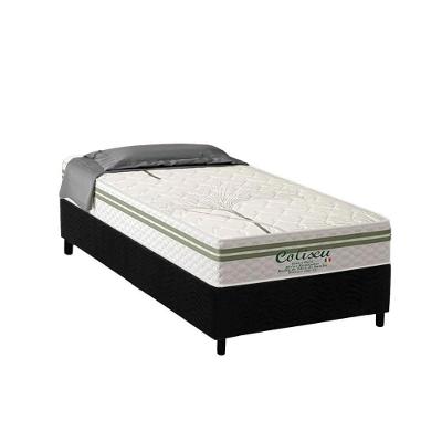 Conjunto Box Solteiro: Colchão Molas Paropas Ensacadas Coliseu + Base Crc Suede Black (88x188)