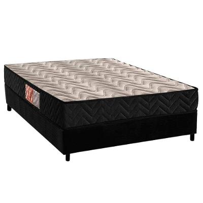 Conjunto Box Casal: Colchão Espuma Paropas D28 Pasquale Black + Base Crc Suede Black (138x188)