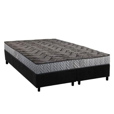Conjunto Box Queen: Colchão Espuma Paropas Compact Ag 65 - D23 Royalle Rústico Prata + Base Crc Suede Black (158x198)