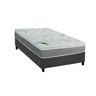 Conjunto Box Solteiro: Colchão Molas Luckspuma Ensacadas Maxi Life + Base Crc Suede Gray (88x188)