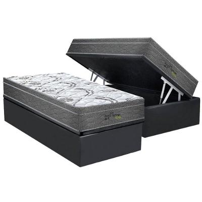 Conjunto Box Baú Solteiro: Colchão Molas Probel Ensacadas Perfil + Base Crc Suede Gray (88x188)