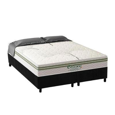 Conjunto Box King: Colchão Molas Paropas Ensacadas Coliseu + Base Crc Suede Black (193x203)