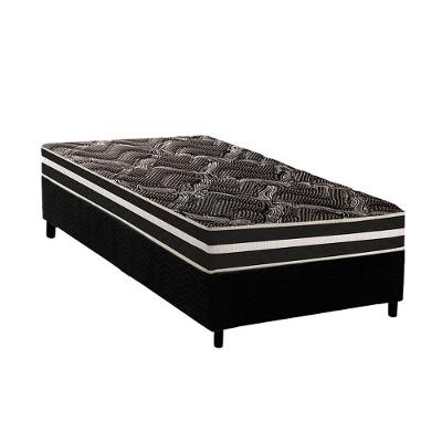 Conjunto Box Solteiro: Colchão Anatômico Paropas D28 - Master Ag80 Black Double Face 17 + Base Crc Suede Black (88x188)