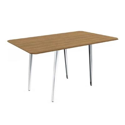 Mesa Para Cozinha Iguaçu Aço Com Tampo Madeirado 160x90cm Cromada Nogueira Kappesberg