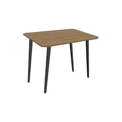 Mesa Para Cozinha Iguaçu Aço Com Tampo Madeirado 90x90cm Preto Fosco Nogueira Kappesberg