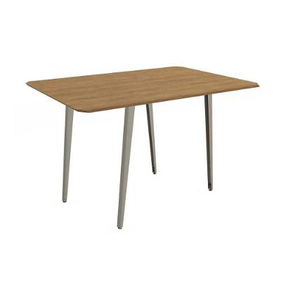 Mesa Para Cozinha Iguaçu Aço Com Tampo Madeirado 160x90cm Niquel Nogueira Kappesberg