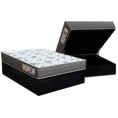 Conjunto Box Baú Casal: Colchão Espuma Orthoflex D33 Comfortpedic Black + Base Crc Suede Black (138x188)