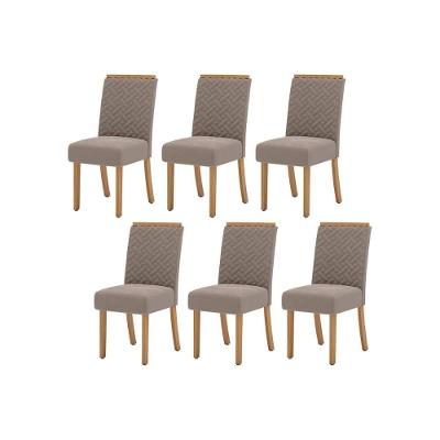Kit 6 Cadeiras Sala Jantar Malu 6 Un Nature Suede Light Marrom Amendoa