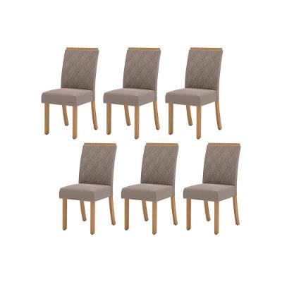 Kit 6 Cadeiras Sala Jantar Vita 6 Un Nature Suede Light Bege