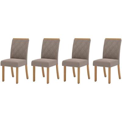 Kit 4 Cadeiras Sala Jantar Vita 4 Un Nature Suede Light Bege