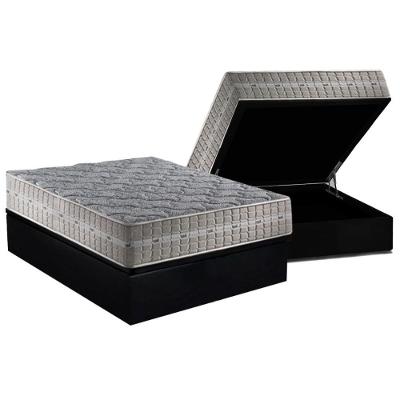 Cama Box Baú Casal: Colchão Molas Ensacadas Royal + Base Crc Suede Black (138x188)