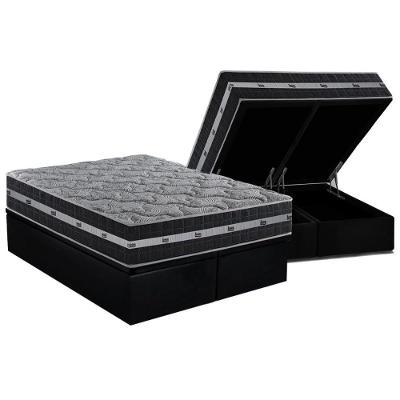 Cama Box Baú King: Colchão Molas Ensacadas Black Graphite + Base Crc Courano Black (193x203)