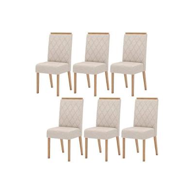 Kit 6 Cadeiras Sala Jantar Nina 6 Un Nature Suede Light Linho