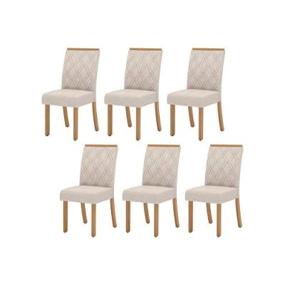 Kit 6 Cadeiras Sala Jantar Vita 6 Un Nature Suede Light Linho