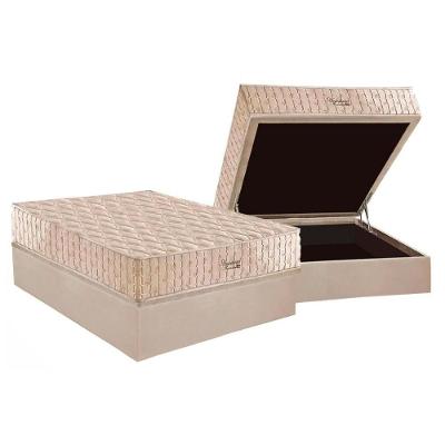 Cama Box Baú Casal: Colchão Molas Ensacadas Anjoshotel + Base Crc Suede Clean (138x188)