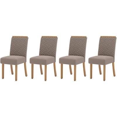 Kit 4 Cadeiras Sala Jantar Malu 4 Un Nature Suede Light Marrom Amendoa