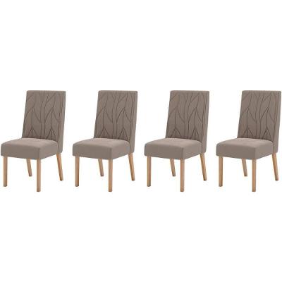 Kit 4 Cadeiras Sala Jantar Eloá 4 Un Nature Suede Light Marrom Amêndoa