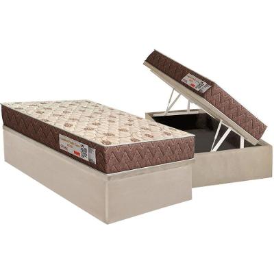 Cama Box Baú Solteiro: Colchão Espuma D33 Orthoflex Comfortpedic + Base Crc Suede Clean (88x188)
