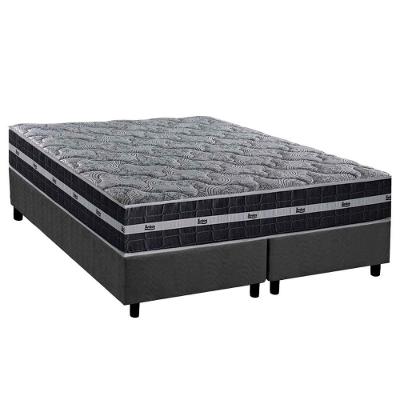 Conjunto Box Queen: Colchão Molas Ensacadas Black Graphite + Base Crc Suede Gray (158x198)