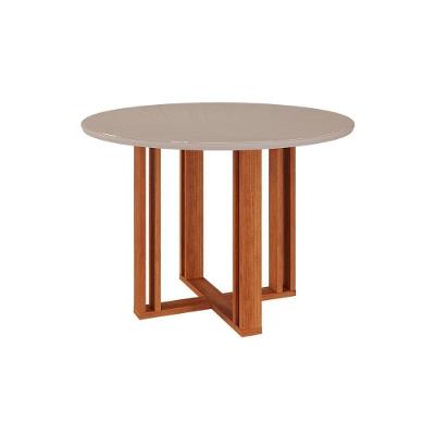Mesa Para Cozinha Flora Com Tampo Madeirado Com Vidro 109x109cm Cinamomo Off White Cimol