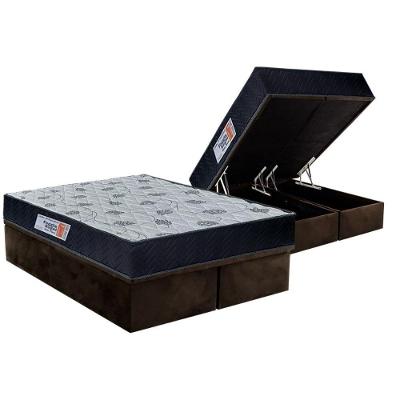 Cama Box Baú Queen: Colchão Anatômico Orthoflex Foggia Sogni Unic Face + Base Crc Suede Brown (158x198)