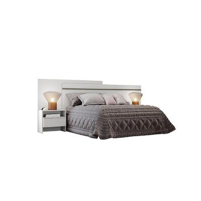 Painel Cama Box Madeirado Casal Prime Com 2 Mesas E 2 Gavetas Branco Novo Horizonte