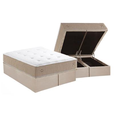 Cama Box Baú King: Colchão Molas Bonnel Herval Maxspring Crown Comfort C1631 + Base Crc Suede Clean (193x203x32)