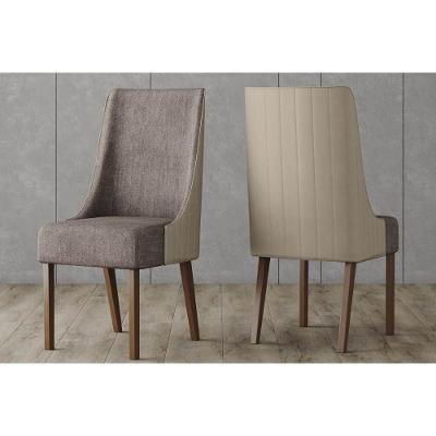 Kit 2 Cadeiras Sala Jantar Ivy 2 Un Nature Linho Capuccino Courano Marrom
